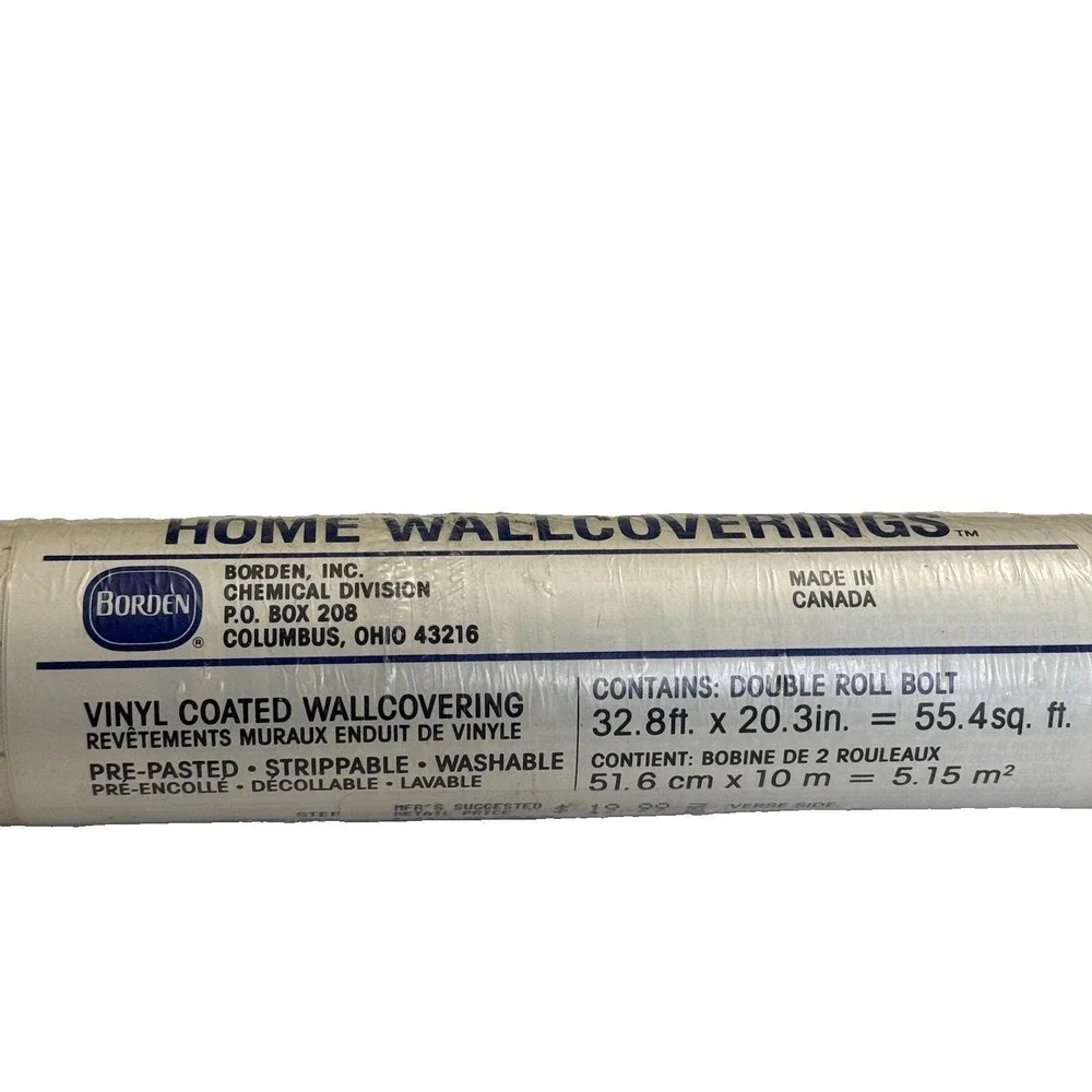 Vintage Borden Pre Pasted Vinyl Wallpaper 1 Roll Tiny Floral 55.4 Sq Ft NOS